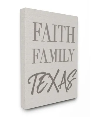 Stupell Industries Faith Family Texas Typography Canvas Wall Art