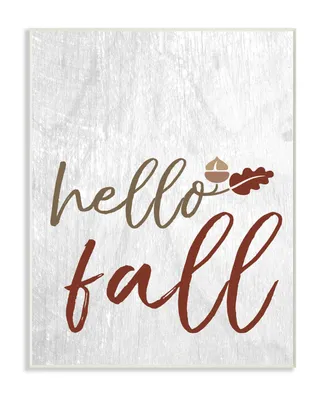 Stupell Industries Hello Fall Oak Leaves and Acorn Wall Plaque Art, 10" x 15"