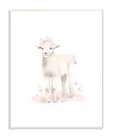 Stupell Industries Sweet Baby Lamb with Pink Bow Wall Plaque Art, 10" x 15"