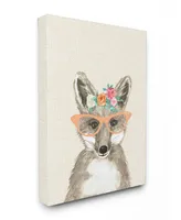 Stupell Industries Woodland Fox with Cat Eye Glasses Canvas Wall Art, 16" x 20"