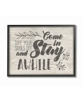 Stupell Industries Come in Stay Awhile Take Your Shoes Off Framed Giclee Art, 11" x 14"