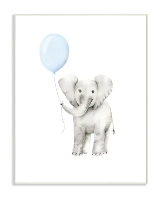 Stupell Industries Baby Elephant with Blue Balloon Watercolor Wall Plaque Art, 10" x 15"