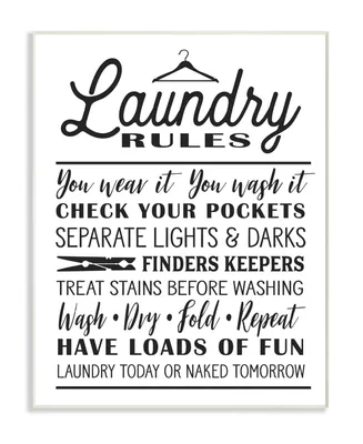 Stupell Industries Laundry Rules with Hanger Typography Wall Plaque Art, 10" x 15"