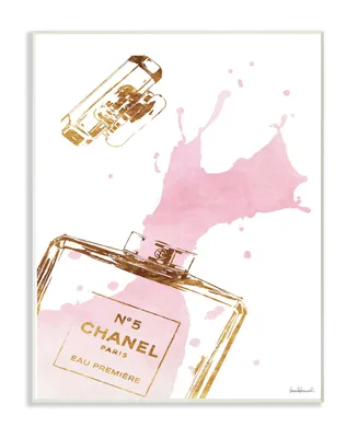 Stupell Industries Glam Perfume Bottle Splash Pink Gold Wall Plaque Art