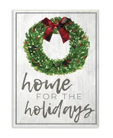 Stupell Industries Home for the Holidays Wreath Bow Christmas Wall Plaque Art, 12.5" x 18.5"