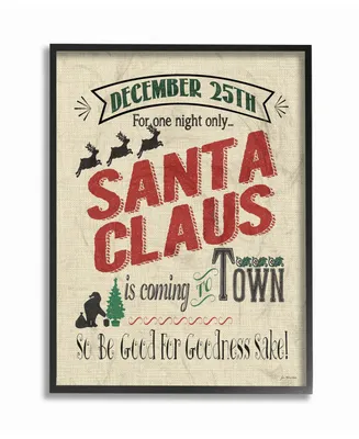 Stupell Industries Santa For One Night Only Typography Framed Giclee Art, 11" x 14"