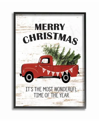 Stupell Industries Christmas Most Wonderful Time Vintage-Inspired Truck Framed Giclee Art, 11" x 14"