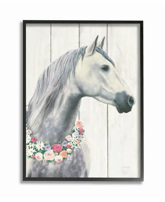 Stupell Industries Spirit Stallion Horse with Flower Wreath Framed Giclee Art, 16" x 20"