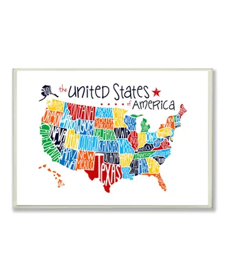 Stupell Industries Home Decor Use Rainbow Typography Map on White Background Wall Plaque Art, 12.5" x 18.5"