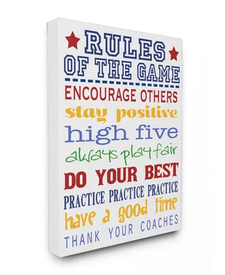 Stupell Industries The Kids Room Rules of the Game Blue and Red Typography Canvas Wall Art
