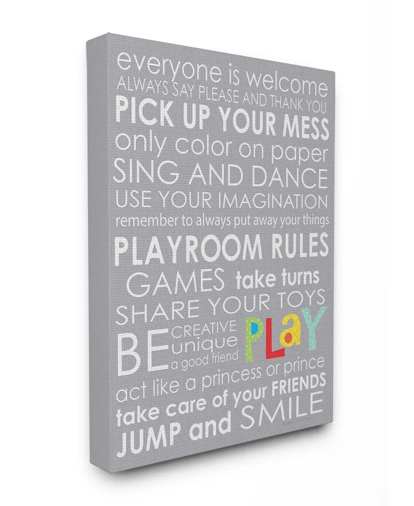Stupell Industries Home Decor Everyone Is Welcome Playroom Rules on Gray Canvas Wall Art