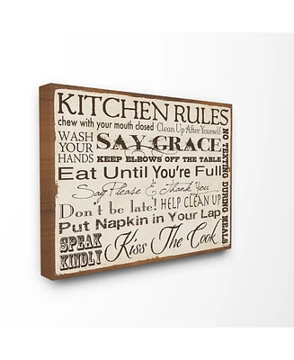 Stupell Industries Home Decor Kitchen Rules Creme Typography Kitchen Canvas Wall Art, 30" x 40"