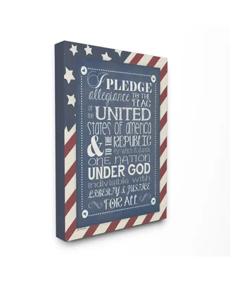 Stupell Industries Home Decor Pledge of Allegiance with American Flag Background Canvas Wall Art