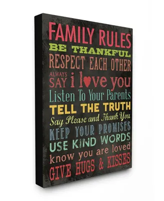 Stupell Industries Home Decor Family Rules Chalkboard Style Cavnas Wall Art, 16" x 20"