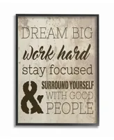 Stupell Industries Dream Big Work Hard Framed Giclee Art, 11" x 14"