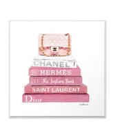 Stupell Industries Pink Book Stack Fashion Handbag Wall Plaque Art, 12" x 12"