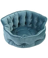 Details Ultra Plush Mini Tufted Velvet Round Cuddler Pet Bed, Dog Bed for Small Dogs and Cats