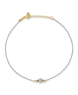 Bead Ropa Chain Anklet in 14k White and Yellow Gold