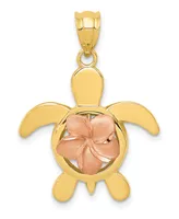 Plumeria Turtle Pendant in 14k Yellow and Rose Gold