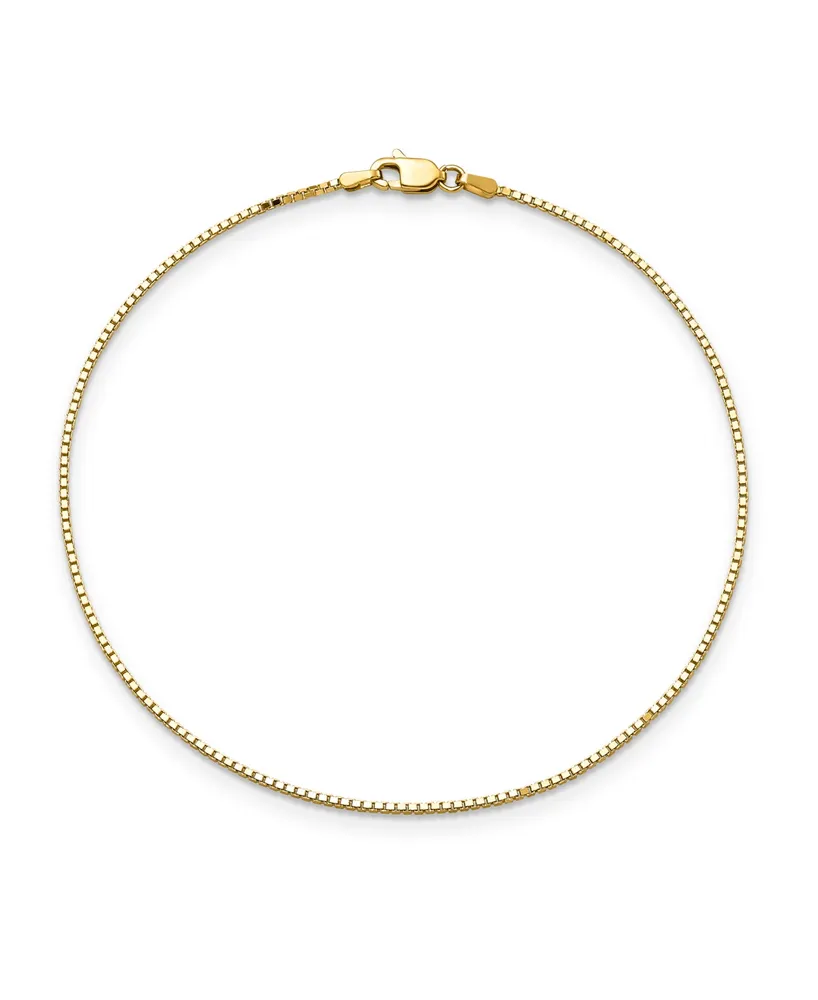 Box Chain Anklet in 14k Yellow Gold