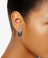 Cultured Tahitian Pearl (12mm) & Aquamarine (5 ct. t.w.) Drop Earrings in Sterling Silver