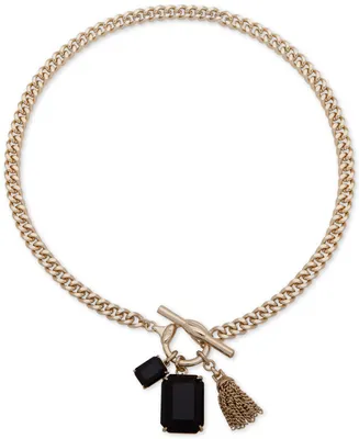 Lauren Ralph Lauren Stone & Chain Tassel Charm 16" Pendant Necklace