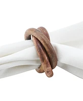 Saro Lifestyle Mango Wood Napkin Ring with Interlock Design, Set of 4