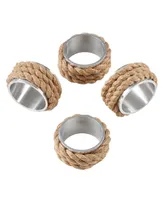Saro Lifestyle Rope Design Aluminum Napkin Ring, Set of 4