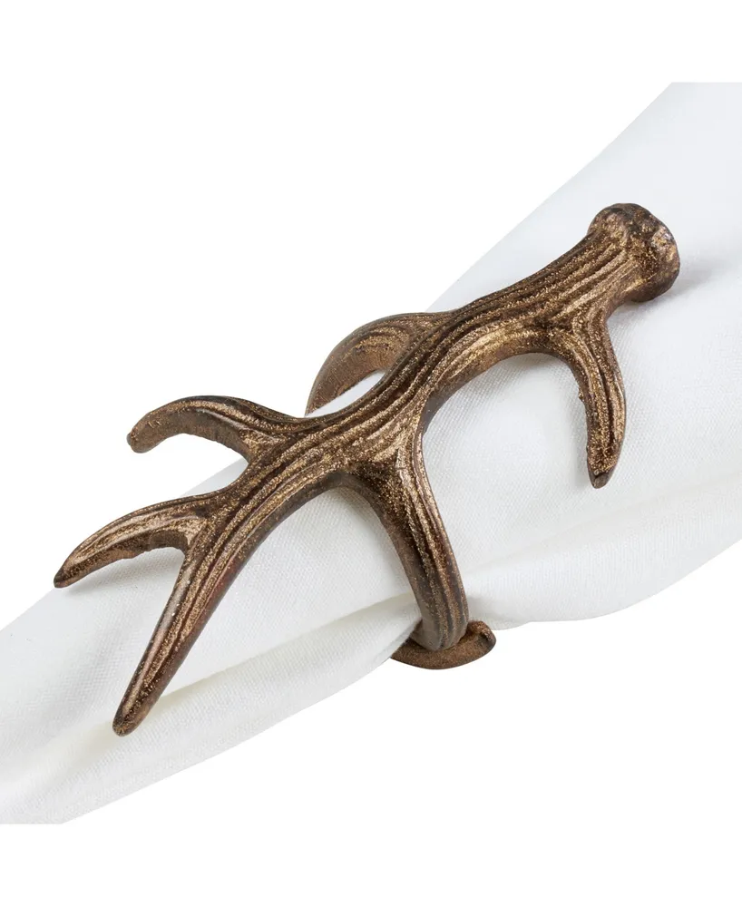 Saro Lifestyle Rustic Napkin Ring With Antler Design, Set of 4