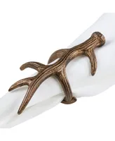 Saro Lifestyle Rustic Napkin Ring With Antler Design, Set of 4