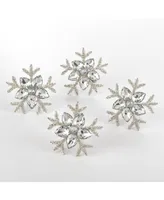 Saro Lifestyle Napkin Ring Collection Snowflake Design Napkin Ring, Set of 4