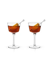 Viski Raye Angled Crystal Nick & Nora Glasses Set of 2, 6 Oz