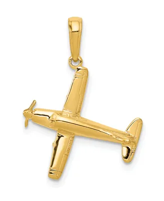 Low-Wing Airplane Pendant in 14k Yellow Gold