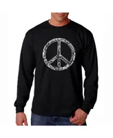 La Pop Art Men's Word Long Sleeve T-Shirt- Peace Sign 77 Languages