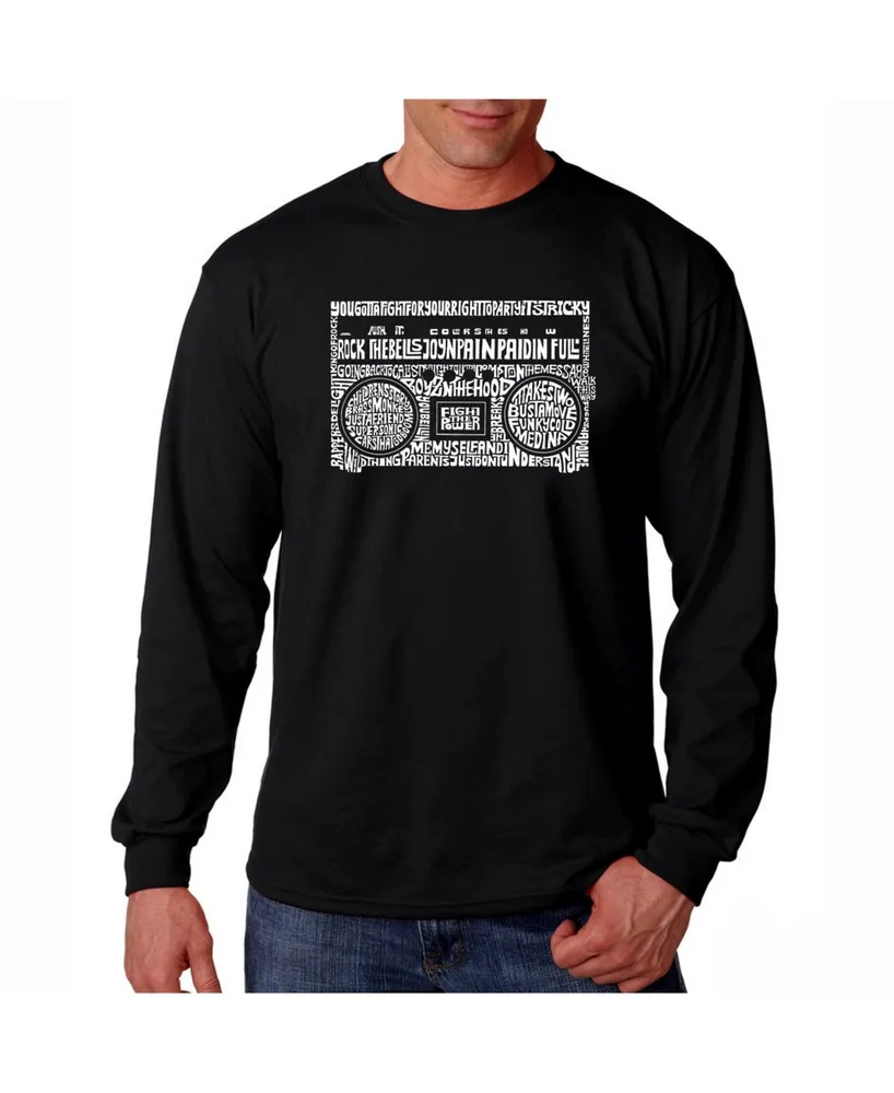 La Pop Art Men's Word Long Sleeve T-Shirt - Greatest Rap Hits of The 1980's