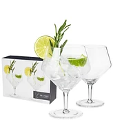 Viski Raye Angled Gin & Tonic Crystal Glasses, Set of 2, 14 Oz