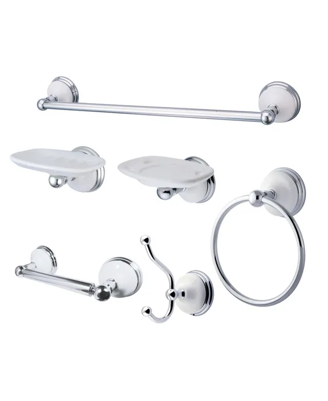 4 Pieces Wall-Mounted Bathroom Accessories Set Bathroom Hardware  Silver/Black