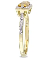 Baguette Cut Citrine (1-1/5 ct. t.w) and White Sapphire (1/3 t.w.) Halo Ring 18k Yellow Gold Over Sterling Silver