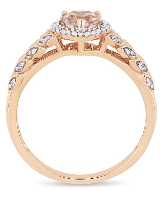 Morganite (1/2 ct. t.w.) and Diamond (1/20 Halo Heart Ring 10k Rose Gold