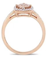 Morganite (4/5 ct. t.w.) and Diamond (1/7 Square Halo Ring 10k Rose Gold