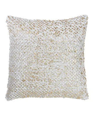 Saro Lifestyle Foil Printed Pom Decorative Pillow, 18" x