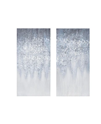 Madison Park Winter Glaze Heavy Textured Canvas with Glitter Embellishment 2-Pc Set