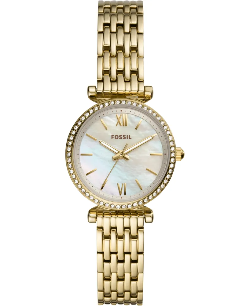 Fossil Women's Carlie Mini Gold-Tone Stainless Steel Bracelet Watch 28mm