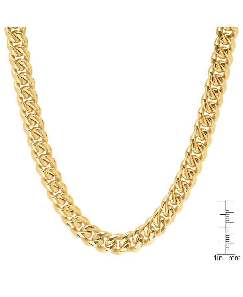 Steeltime Men's 18k gold Plated Stainless Steel 24" Miami Cuban Link Chain with 10mm Box Clasp Necklaces