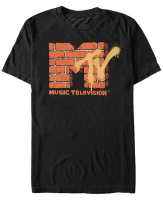 Mtv Men's Yellow And Orange Brick Logo Short Sleeve T-Shirt