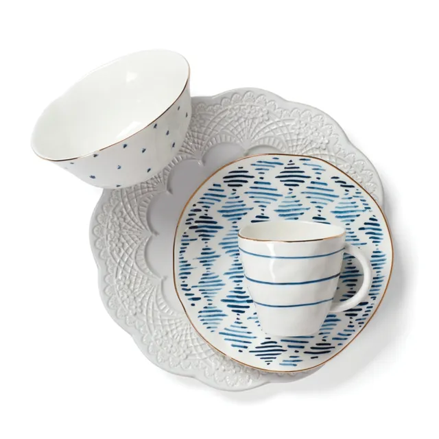 Lenox Blue Bay Assorted Espresso Cup & Saucer Set of 4