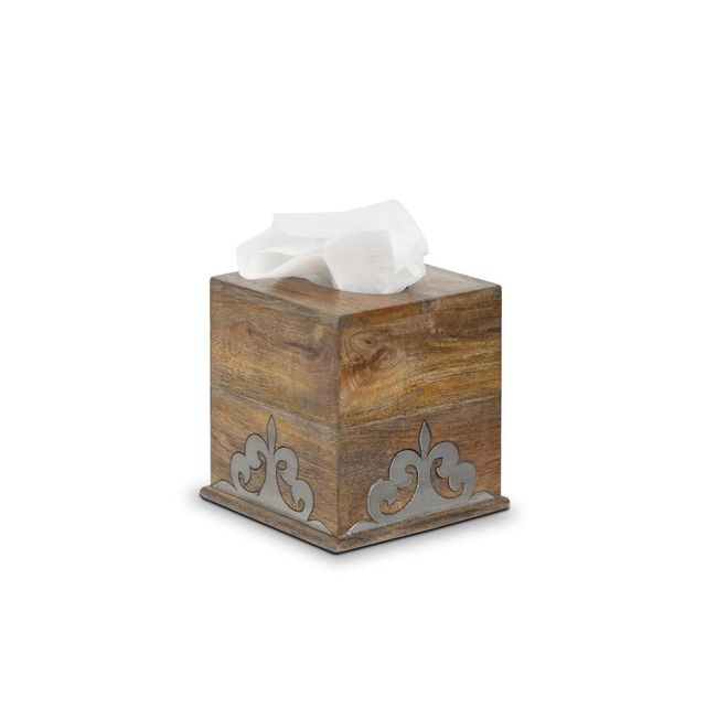 The Gg Collection Wood and Inlay Metal Heritage Collection Square Tissue Box Cover