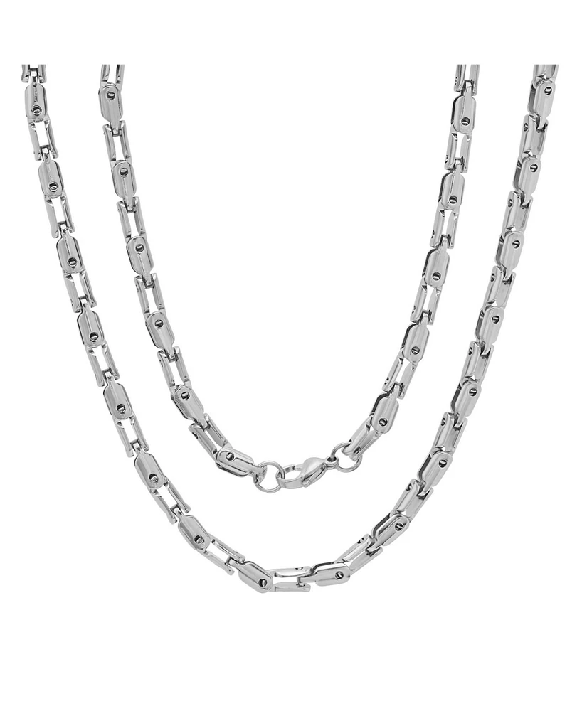 Steeltime Men's Stainless Steel 24" Rounded Bicycle Link Chain Necklaces