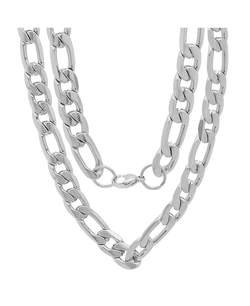 Steeltime Men's Stainless Steel Accented 10mm Figaro Chain Link 24" Necklaces