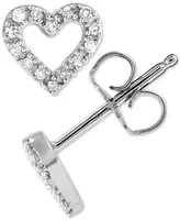 Diamond Heart Stud Earrings in Sterling Silver (1/10 ct. t.w.)